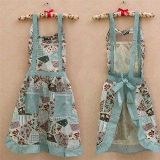 Hyzrz Hot Stylish Flower Pattern Women's Fashion Floral Cotton Chef Cooking Cook Apron Bib with Pockets 15#   Kitchen Aprons