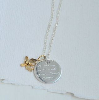 silver engraved charm pendant by between you & i