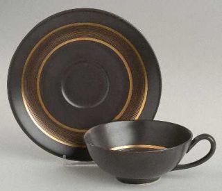 Sascha Brastoff Dynasty Flat Cup & Saucer Set, Fine China Dinnerware   Inner Gol