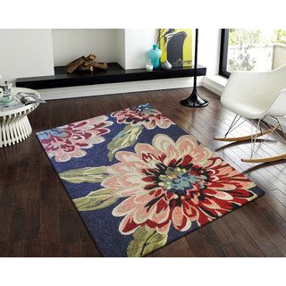 Nuloom Hand hooked Floral Indoor / Outdoor Synthetics Blue Rug (8 6 X 11 6)