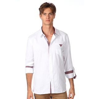 191 Unlimited Mens Slim Fit White Button down Woven Shirt