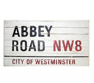 antiqued 'abbey road' sign by box brownie trading