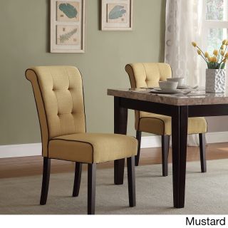 Savanna Tufted And Rolled Back Armless Chair With Contrast Piping And Solid Wood Espresso Legs