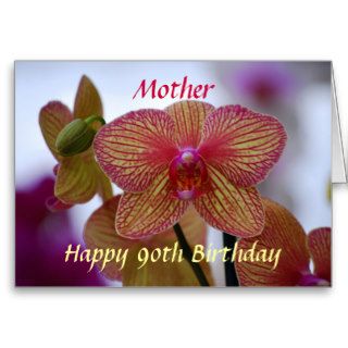 Mother Happy 90th Birthday Striped Orchid Card