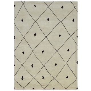 Hand knotted Ivory Southwestern/tribal Pattern Wool Rug (5x8)