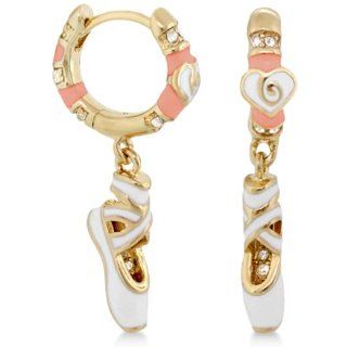 Lauren G Adams Girl's Gold Ballet Slipper Dangle Earrings with Enamel Jewelry