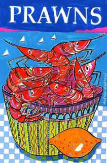 prawns in a bowl print by fish and ships coastal art
