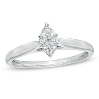 CT. T.W. Diamond Marquise Cluster Promise Ring in 10K White Gold