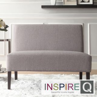 Inspire Q Wicker Gray Linen 2 seater Armless Accent Loveseat
