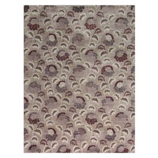 Hand knotted Pink/ Purple Floral Pattern Wool Rug (8 X 10)