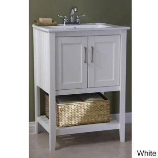 Legion Furniture Ceramic top 24 inch Single Sink Bathroom Vanity And Basket White Size Single Vanities