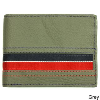 Yl Mens Striped Leather Bi fold Wallet With Two Id Windows
