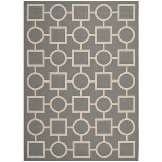Safavieh Courtyard Anthracite/beige Indoor/outdoor Multi shaped patterned Rug (53 X 77)