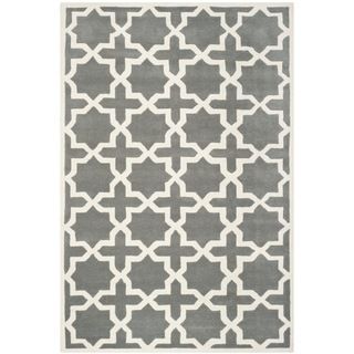 Safavieh Handmade Moroccan Chatham Geometric pattern Dark Gray Wool Rug (4 X 6)