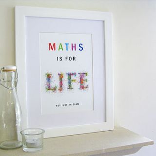 'maths is for life' print by name art