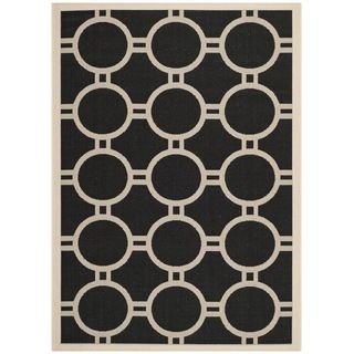 Safavieh Indoor/outdoor Courtyard Black/beige Circle pattern Rug (8 X 11)