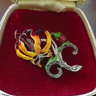 vintage enamel marcasite floral brooch by ava mae designs