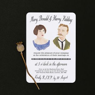personalised portrait wedding invitations by wolf whistle