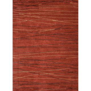 Hand tufted Contemporary Lined Red/ Orange Area Rug (5 X 8)
