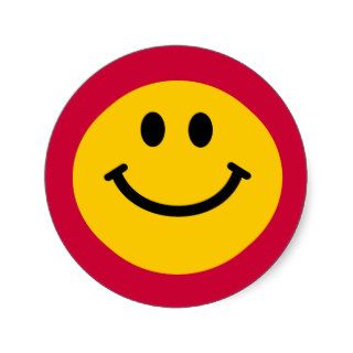 Yellow Smiley Face Round Sticker