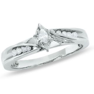 CT. T.W. Marquise Diamond Engagement Ring in 10K White Gold