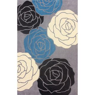 Nuloom Hand tufted Floral Synthetics Grey Rug (7 6 X 9 6)