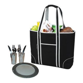 Picnic At Ascot Large Insulated Picnic Tote For Two Black