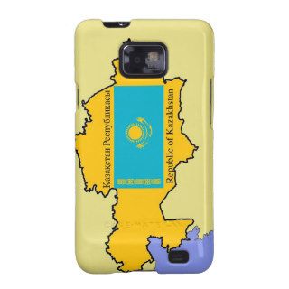 Flag and Map of Kazakhstan Galaxy S2 Cases