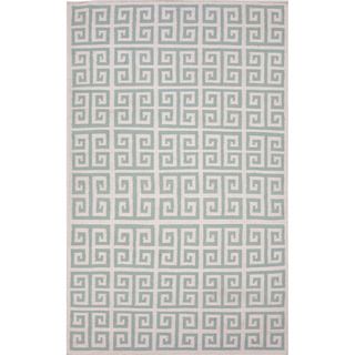 Handmade Flat weave Geometric pattern Blue Area Rug (8 X 10)