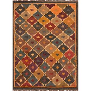 Handmade Flatweave Tribal Pattern Multi colored Rug (8 X 10)