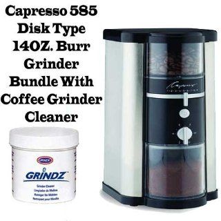 Capresso 585 Disk Type 14OZ. Burr Grinder Outfit With Coffee Grinder Cleaner Power Burr Coffee Grinders Kitchen & Dining