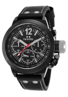TW Steel CE1033R  Watches,Mens CEO Canteen 45 mm Chrono Black Strap and Dial Silver Accents, Casual TW Steel Quartz Watches