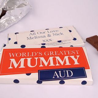 personalised 'world's greatest' chocolate bar by tailored chocolates and gifts