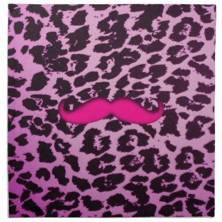 Cute funny pink mustache girly purple leopard skin napkins