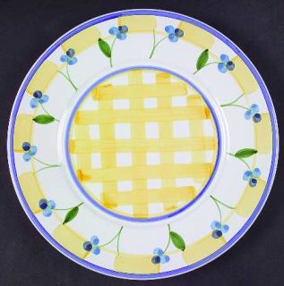 Caleca Zafferano Luncheon Plate, Fine China Dinnerware   Blue Flowers,Leaves,Yel
