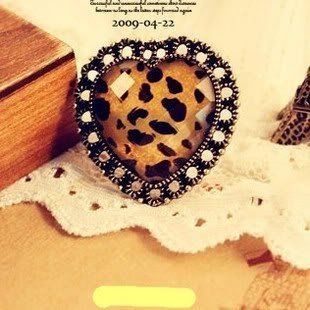 JE073 Heart Ring, Retro Ring, Faux gem Ring, Hollow Carving Ring, Leopard Ring, Open Ring, Adjustable Size  Fashion Ring  Beauty