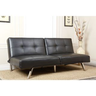 Abbyson Living Black Aspen Leather Convertible Sofa
