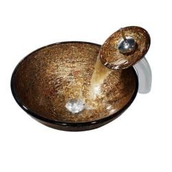 Vigo Textured copper Contemporary Vessel Sink And Waterfall Faucet