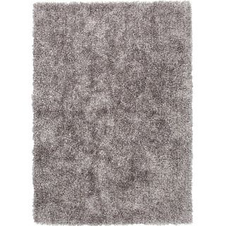 Hand woven Shags Solid Pattern Gray/ Black Rug (5 X 76)