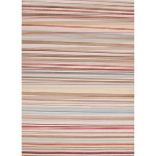 Indoor Handmade Flat weave Stripe Pattern Multicolor Rug (5 X 8)