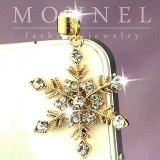 ip588 Cute Snowflake Crystal Anti Dust Plug Cover Charm For iPhone 4 4S Cell Phones & Accessories