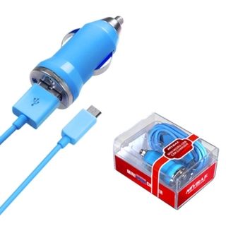 BasAcc 2 in 1 Baby Blue Micro USB Car Charger with USB Port BasAcc Cell Phone Chargers