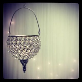 art deco tea light crystal hanging lantern by made with love designs ltd