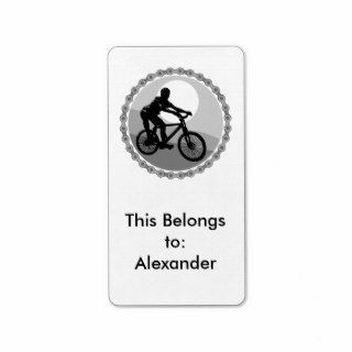 mountain bike chain sprocket grayscale personalized address labels