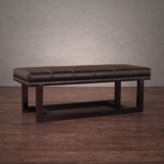Modern Dark Brown Leather Loft Bench