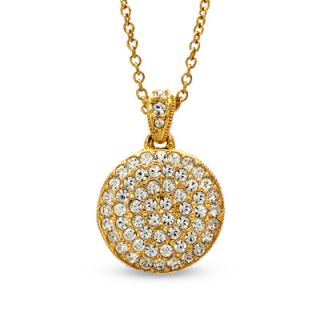 Crystal Round Disc Pendant in Brass with 18K Gold Plate   16   Zales