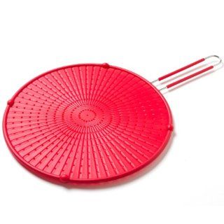 Cook's Corner 12" Silicone Spatter Screen with Handle   Red Splatter Screens Kitchen & Dining