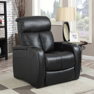 At Home Designs Voyager Rich Raven Black Leather Recliner