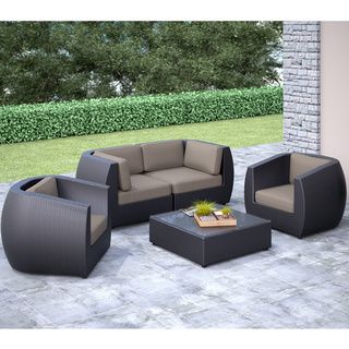Corliving Corliving Seattle Curved 5 piece Sofa And Chair Patio Set Black Size 5 Piece Sets