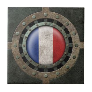 Industrial Steel French Flag Disc Graphic Ceramic Tiles